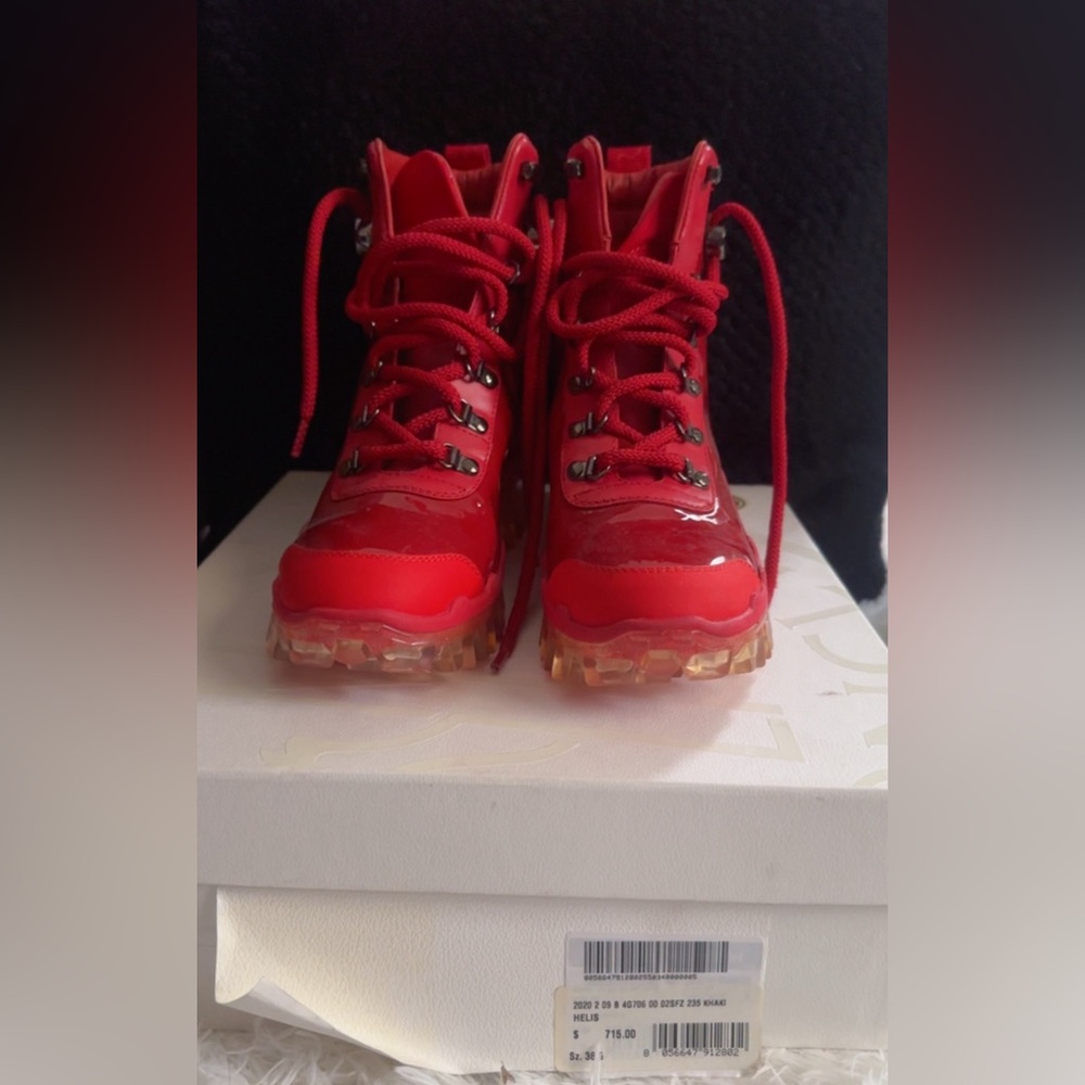 Moncler Helis Red Ankle Boots